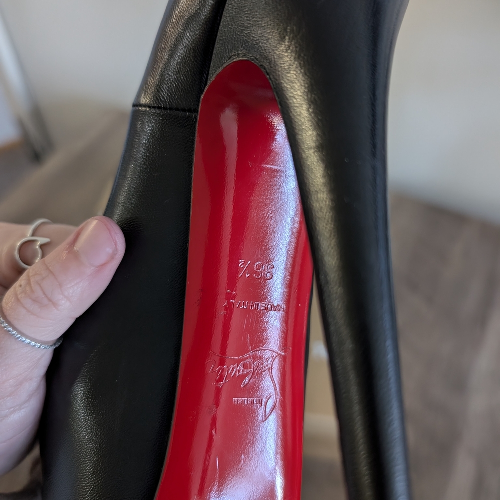 Christian Louboutin Black Platform Heels with Signature Red Soles - Picture 3 of 4
